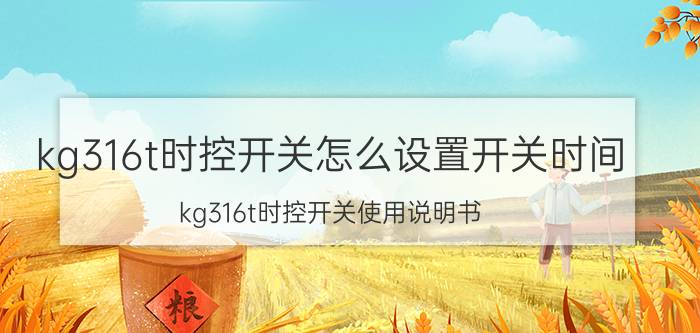 kg316t时控开关怎么设置开关时间 kg316t时控开关使用说明书？